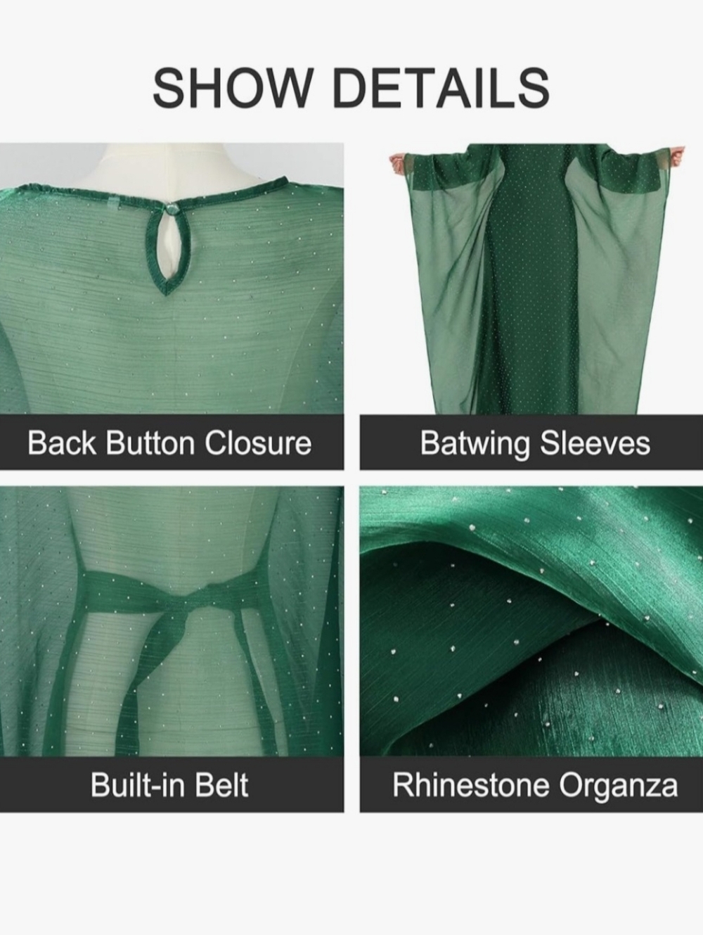 Khalat Abaya  Rhinestone Overlay Shell - Picture 6 of 7